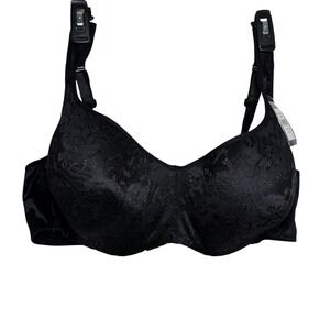 Avenue Black Lace Size 52DD Balconette Bra Underwire Adjustable straps